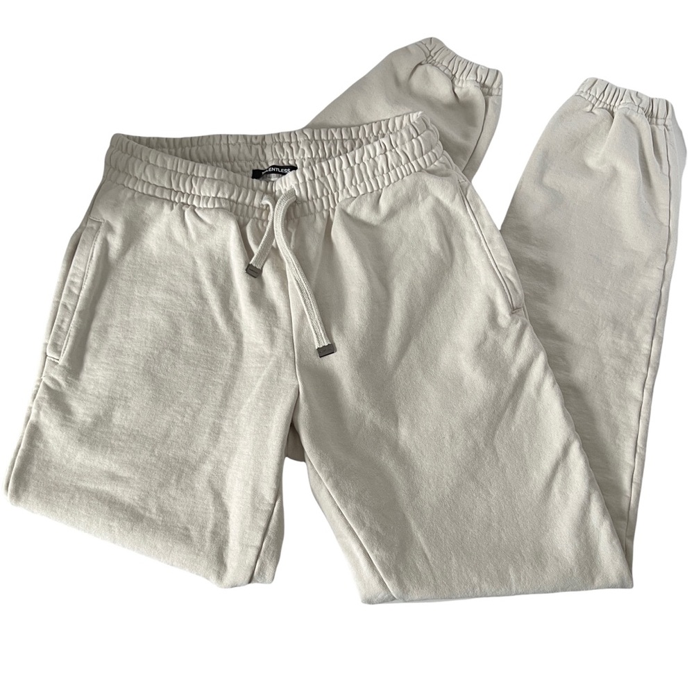 TALENTLESS Women’s Medium M Cream Beige Bone Zippered Pocket Sweatpants NWOT